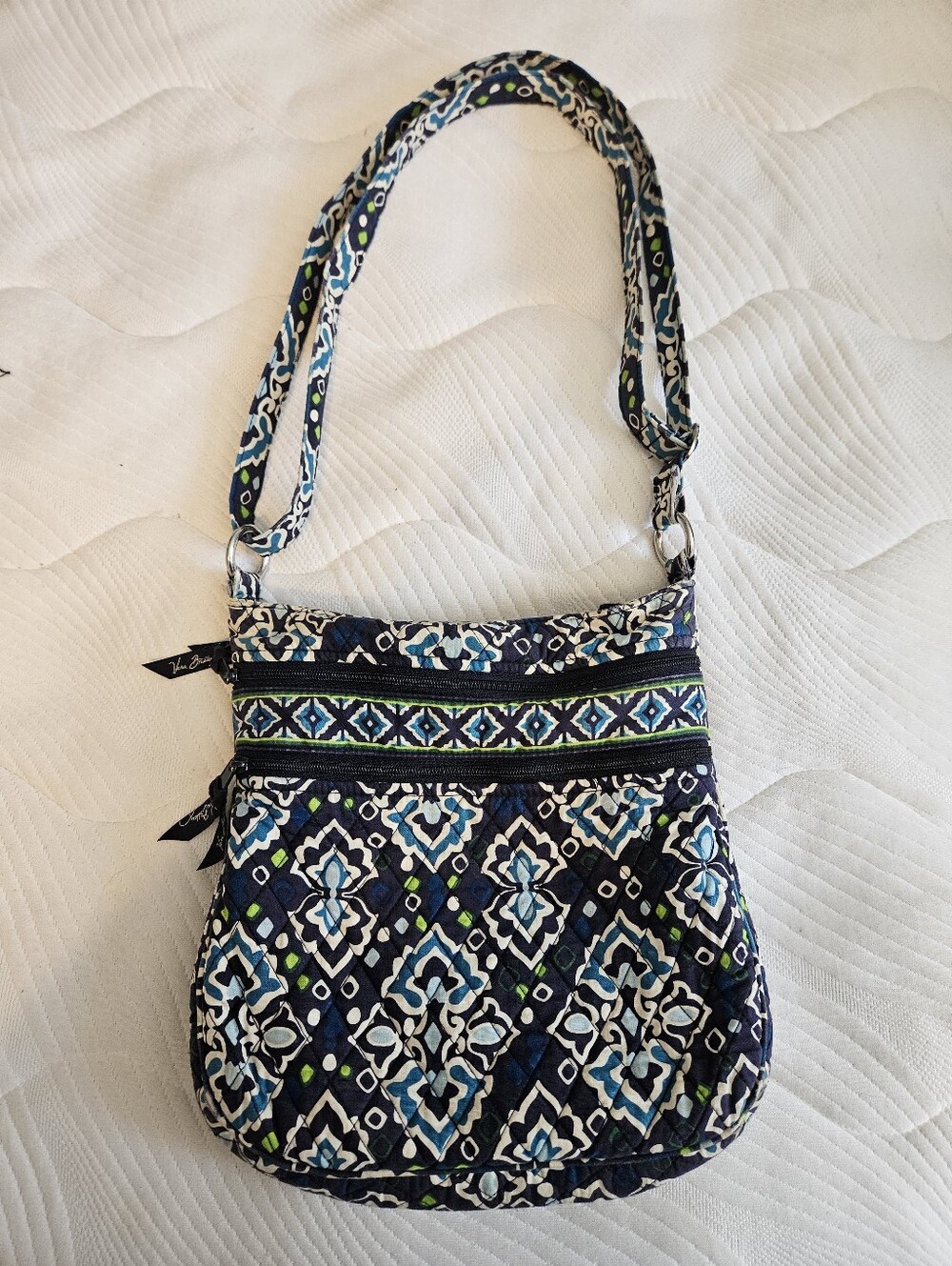 Preowned Vera Bradley Triple Zip Hipster Crossbody Bag (Retired Ink Blue)